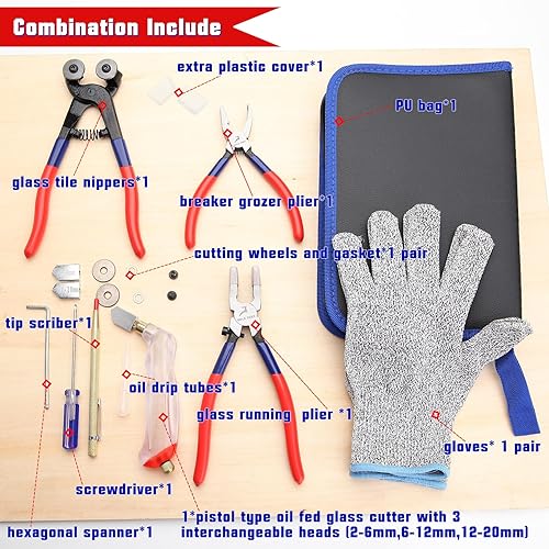 Miniatura 7 de GOLD DEER Alicates de vidrio de 8 pulgadas con mordazas planas con puntas de goma, alicates resistentes para llavero de instalación y trabajo de