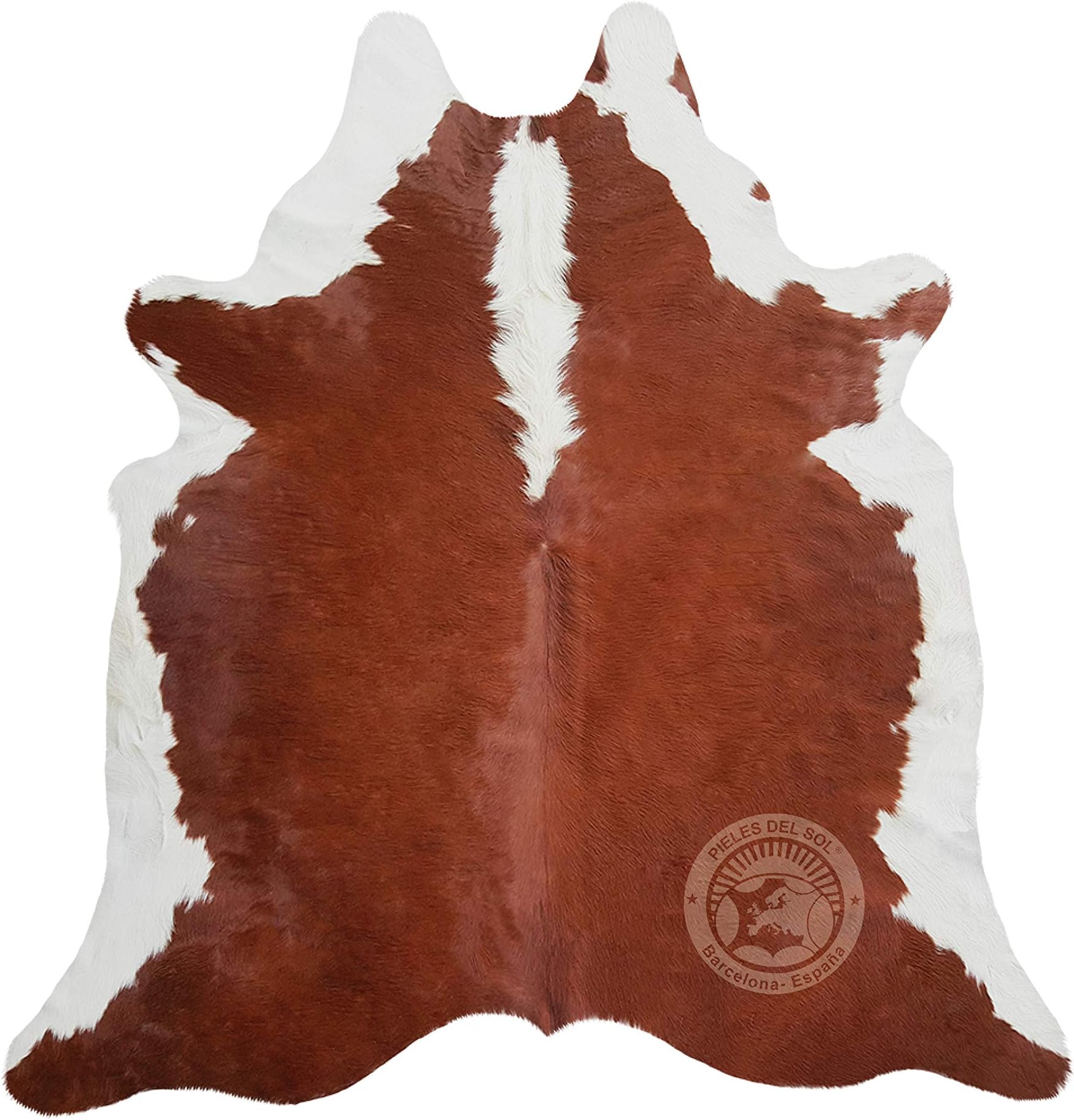 Cowhide Rug Hereford Brown and White 220 x 200 cm - Premium Quality from Pieles del Sol