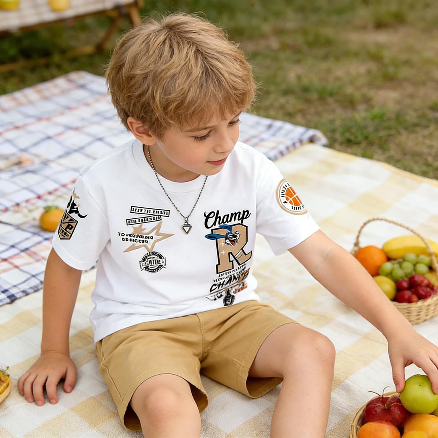 Boys Summer Clothes Short Sleeve Top and Shorts 2-Piece Kids Outfits Boys Sets Size 7-12 Years