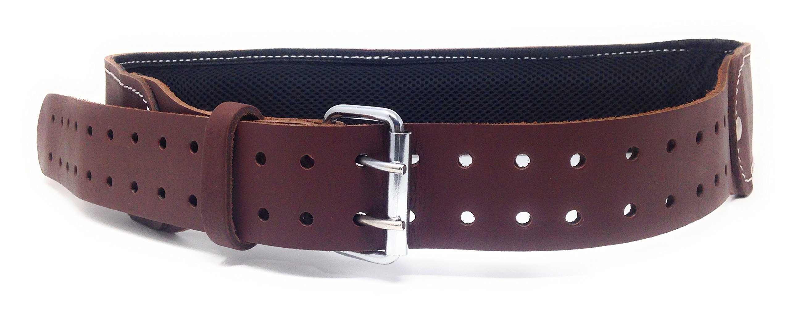 Cowhide Grain leather foam padded weight lifting/work belt, color brown, Size Large (48