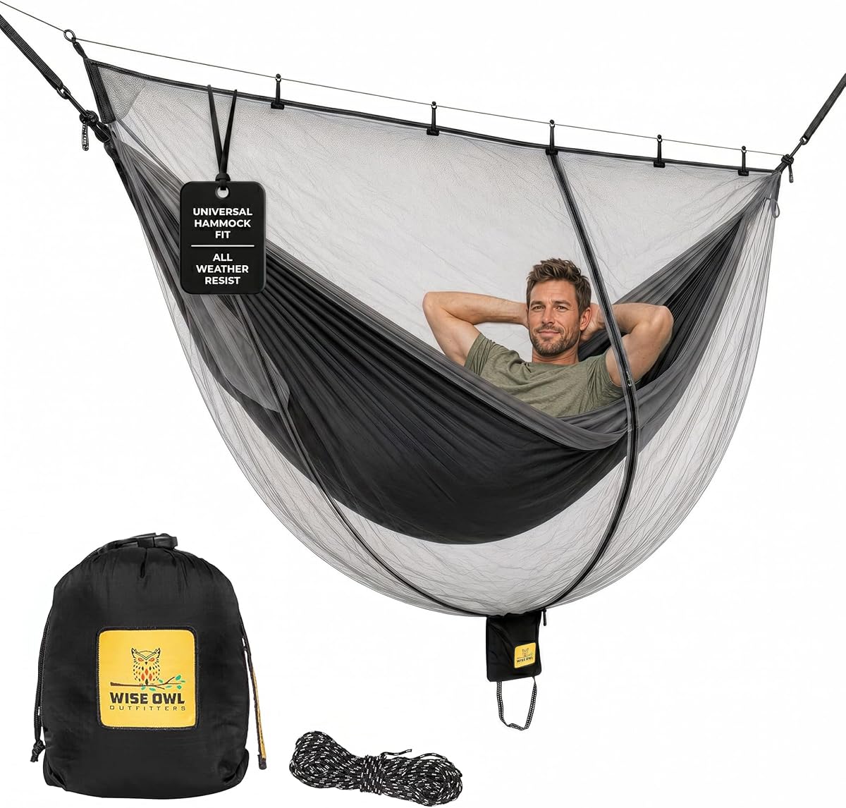 Wise Owl Outfitters - Mosquitera para hamaca, mosquitera ligera para camping, senderismo, mochilero, bosque y uso al aire libre