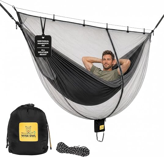 Wise Owl Outfitters Hammock Bug Net – Mosquito Net for Hammock, Lightweight Bug Netting for Camping, Hiking, Backpacking, Forest & Outdoor Use