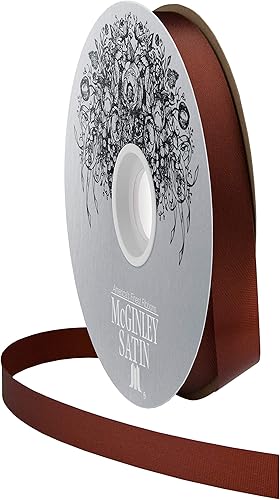 Miniatura 2 de McGinley Mills - Cinta de satén de acetato de 916 pulgadas de ancho, marrón chocolate, carrete de 100 yardas