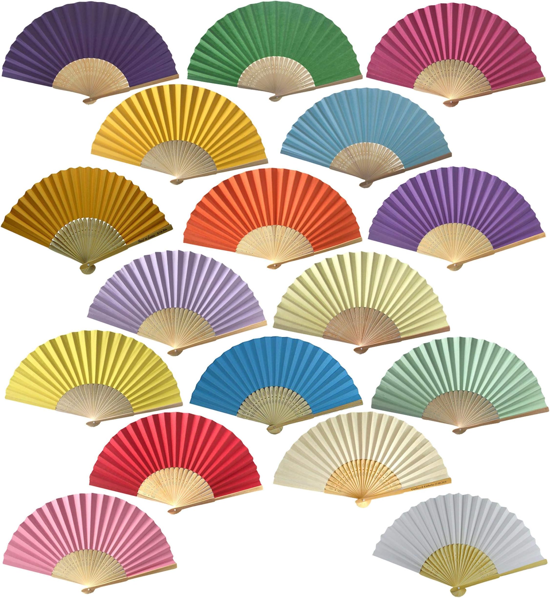 Gothi CreationsPaper Hand Fans, Pack of 6 Mixed Colour Thick Paper Hand Fans with Bamboo Ribs Wedding Party Favour Church Gifts