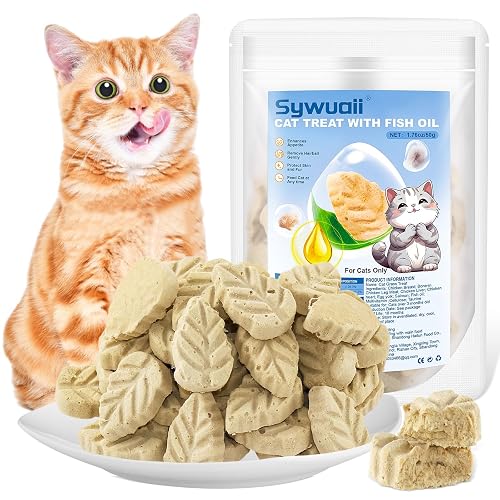 50g/1.76oz Freezed Dried Cat Chicken Treats with Fish Oil, Cat Treats for Hair and Skin Protection, Edible Cats Snack - 50g