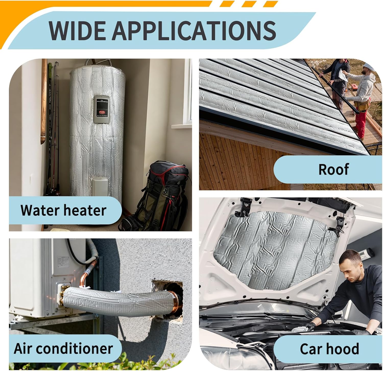 BXI Insulation Foam Roll - 13 x 157 x 0.2 Inch Self-Adhesive Thermal Board, Reflective Aluminum Foil Heat Shield, Waterproof Radiant Barrier Panel for Garage Door, HVAC Pipe, RV Window, Basement Duct image 5
