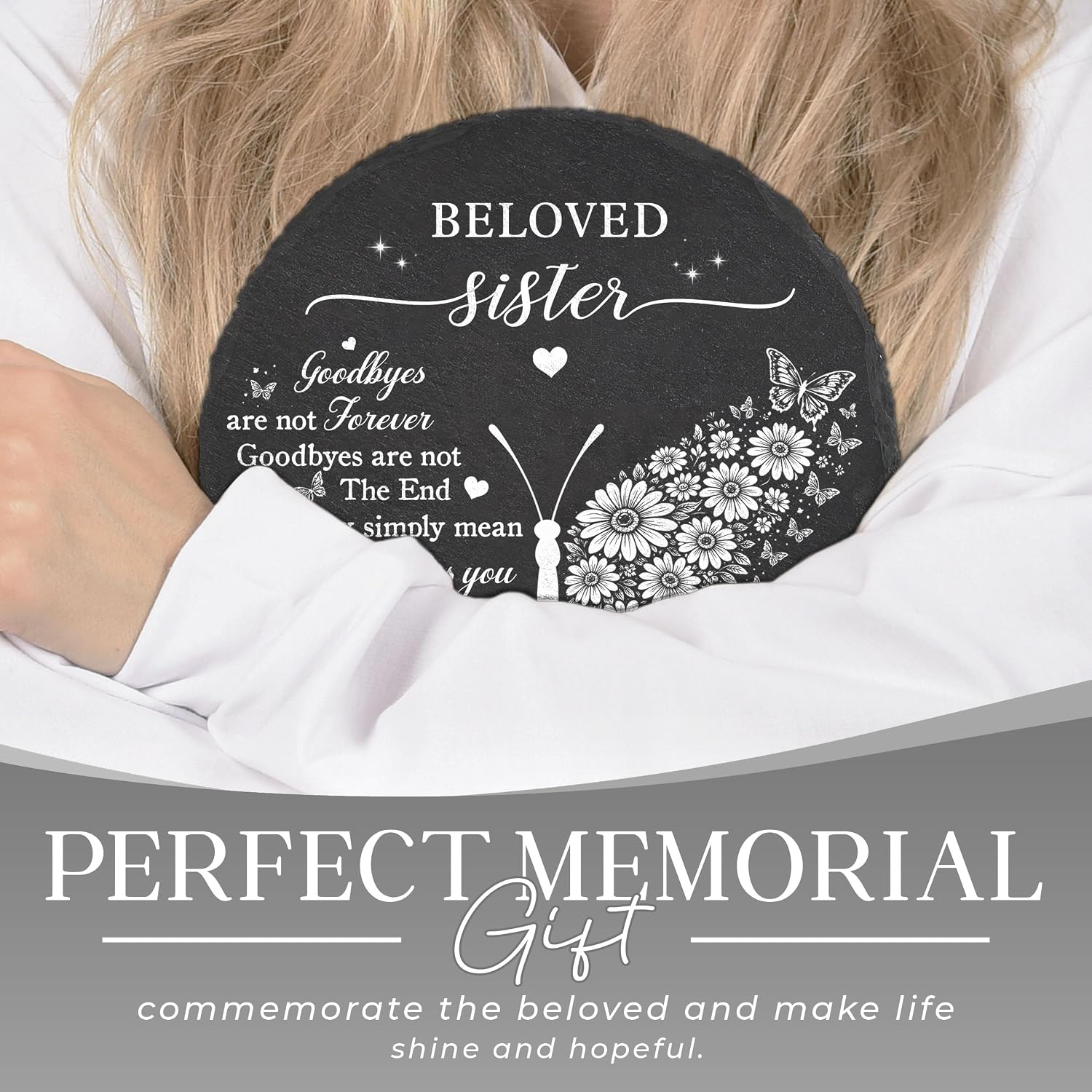Sister Memorial Garden Stones, Butterfly Remembrance Gifts, Loving Memory Stepping Stones Outdoor, Sympathy Gifts Loss of Sister on Christmas