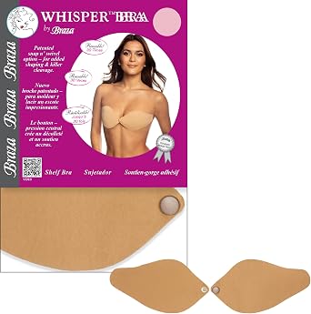 Whisper Bra Strapless, Backless, Reusable Adhesive Bra for Comfortable All-Day Wear
