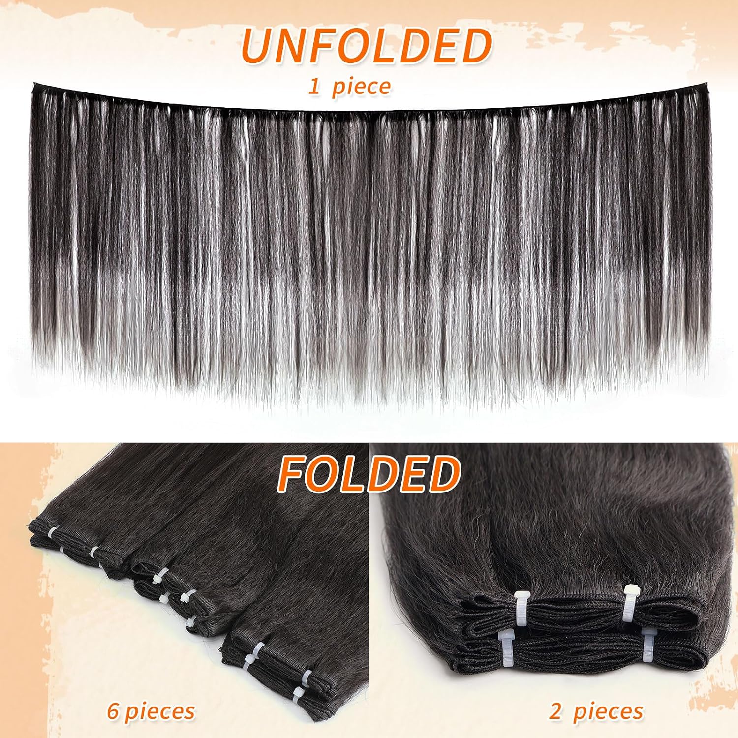 6 Bundles Yaki straight bundles hair,Human Blend Synthetic Hair Yaki Straight for Black Women,Heat Resistant Soft Natural Appearance (Natural Black Kinky Straight, 22 24 26 Inch)