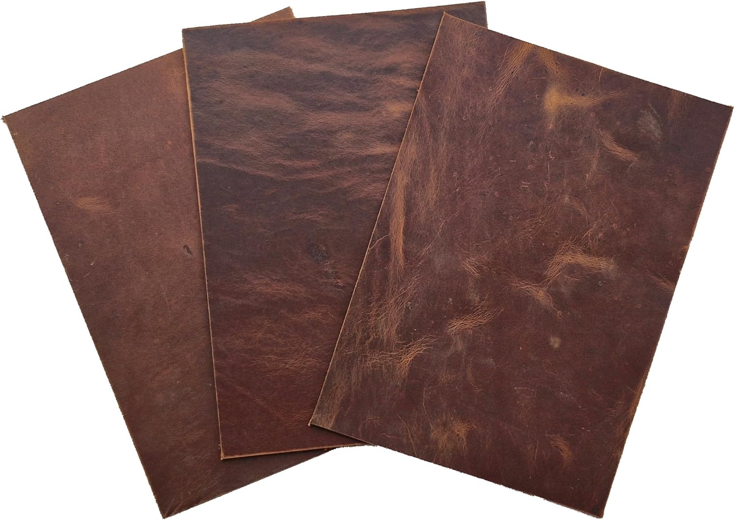 Cowhide Leather Cut. 1.7 mm Thick. Pull-Up, Crazy Horse Waxed Leather, A4 x 3 Pieces (Brown Whiskey)