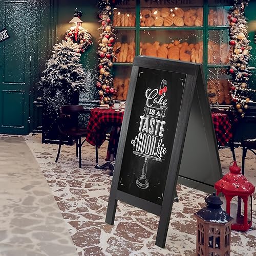 Miniatura 8 de Pizarra de sándwich de 40 x 20 pulgadas, madera de pino maciza, color negro rústico, pizarra de tiza, letreros para tablero de sándwich al aire