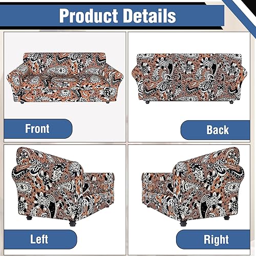 Miniatura 8 de Fundas elásticas para sofá de 3 cojines separados, funda de sofá con estampado floral, funda de sofá lavable, protector de muebles apto para