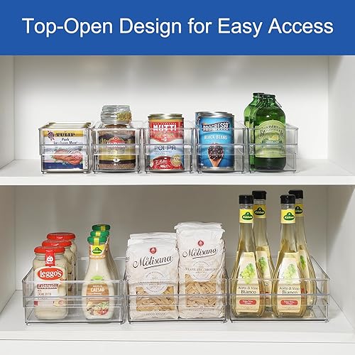 Miniatura 6 de Contenedores de almacenamiento de plástico, paquete de 2 cubos organizadores apilables para refrigerador, contenedores de almacenamiento para