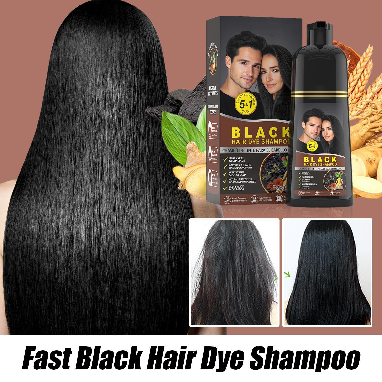 Shampoo Colorante 500ml Profumato, Idratante E Nutriente, Copertura Grigi | Protezione Nutriente Del Cuoio Capelluto Donna, Salone, Casa, Cura Capelli Naturale Quotidiana Coccolante