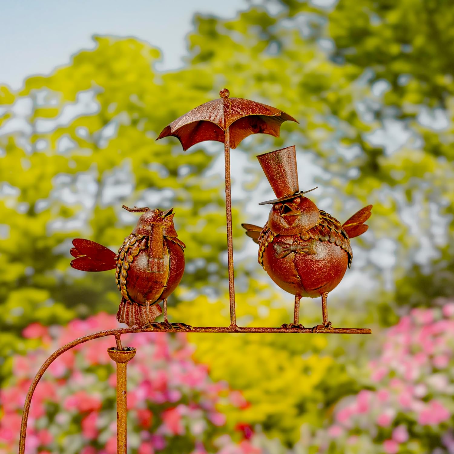 Zaer Ltd. Metal Balance Stakes with Feathered Style Metal Birds (Andrew & John)