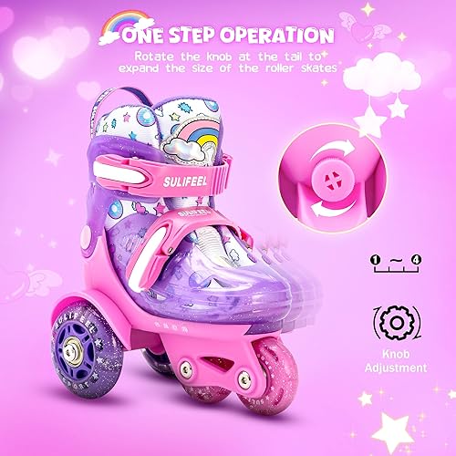 Miniatura 3 de SULIFEEL Patines ajustables para niñas y niños, divertidas ruedas iluminadoras con luz flash tipo equilibrio de tres puntos, adecuado para