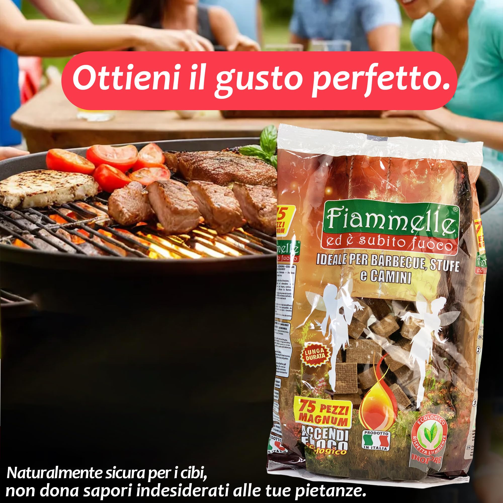 Sicignano - Allume-feu écologique Magnum - 75 pièces, solution écologique et sûre pour allumer les barbecues, poêles et cheminées de manière durable et simple