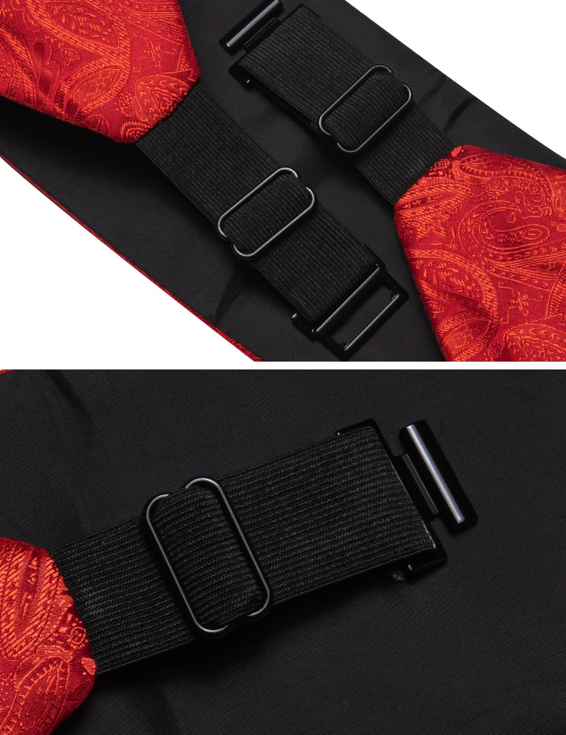 Barry.Wang Men Silk Paisley Cummerbund and Pre-tied Bowtie Handkerchief Cufflink Set for Tuxedo