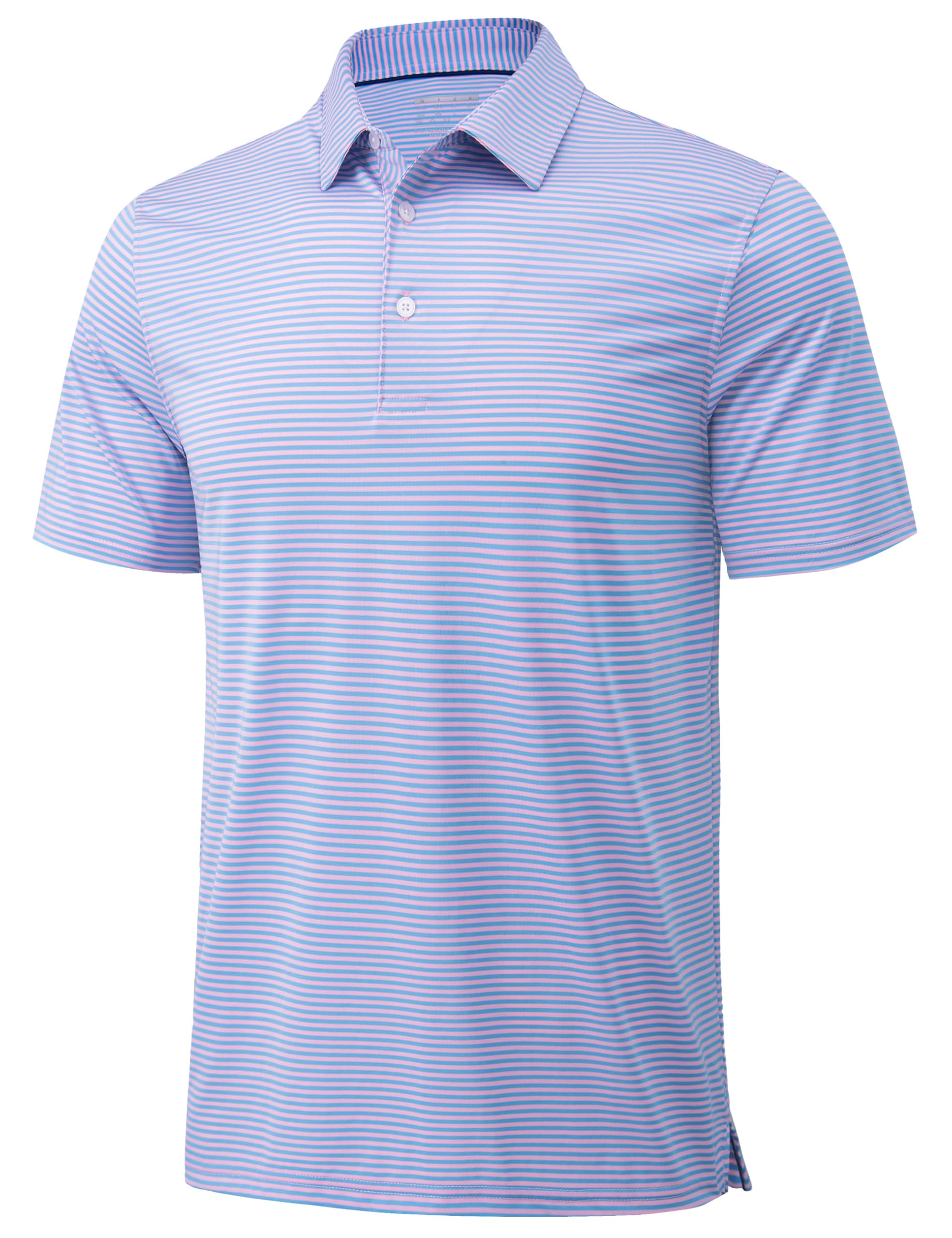 MAGCOMSEN Men's Polo Shirts Short Sleeve Striped Golf Polos Dry Fit Casual Collared Shirt