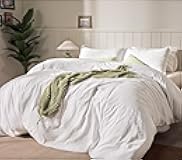 RUVANTI 100% Cotton Waffle Weave Queen Duvet Cover Set - Pre-Washed Soft Cozy Textured Bedding, 3-Piece, 8 Corner Ties, Breathable, Coconut White (Big Box)