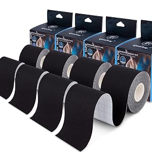 4 Pack Kinesiology Tape for Sports Athletes - 16 FT Waterproof Athletic Tape for The Knee Elbow and