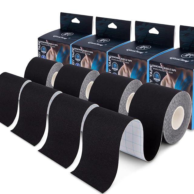 4 Pack Kinesiology Tape for Sports Athletes - 16 FT Waterproof Athletic Tape for The Knee Elbow and