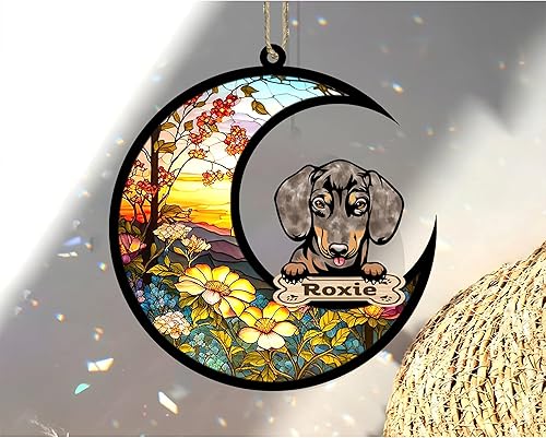 Miniatura 4 de LOVELYPOD Adorno de Navidad personalizado para perro salchicha, atrapasoles con nombre, regalos de pérdida de mascotas, regalos para amantes de los