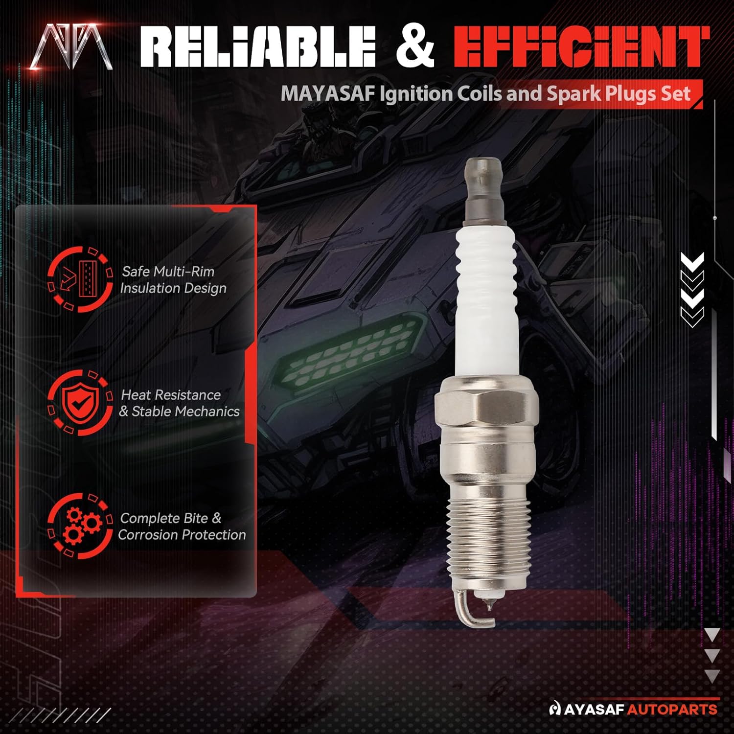 MAYASAF C849 2 Ignition Coils and 4 Iridium Spark Plugs Set Fit for Buick 2005-2009 LaCrosse, 2006-2008 Lucerne, 1988-2004 Regal, for Chevrolet 1993-2002 Camaro, 1990-1995 Corvette, 2000-2005 Impala