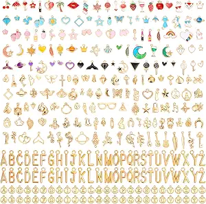Flasoo 304-Piece Gold Charms for Jewelry Making