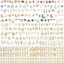 304Pcs Gold Charms for Jewelry Making, Assorted Bracelet Letter Charms for DIY Jewelry Making Necklace Bracelet, Keychains and Crafts