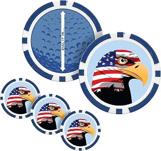 USA Golf Ball Marker Poker Chips (4) American Flag | USA Theme with Speed Dial.