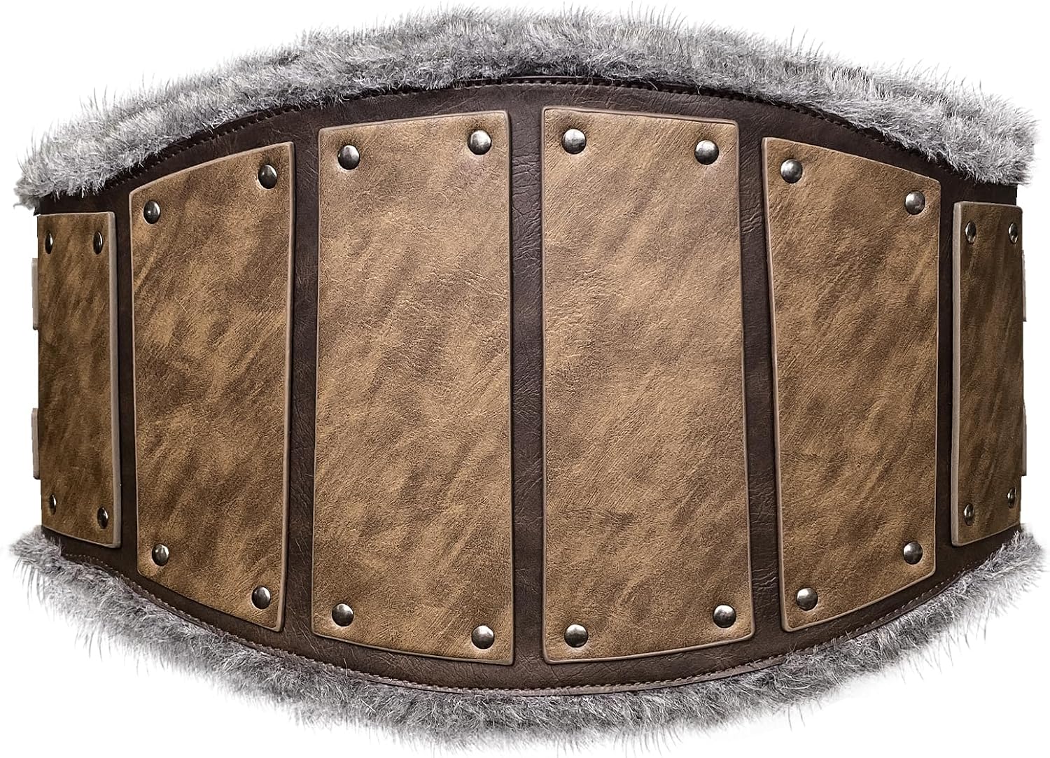 HiiFeuer Vintage Barbarian Faux Leather Waist Armor, Norse Viking Wide Belt, Retro Artificial Fur Corset Belt for LARP