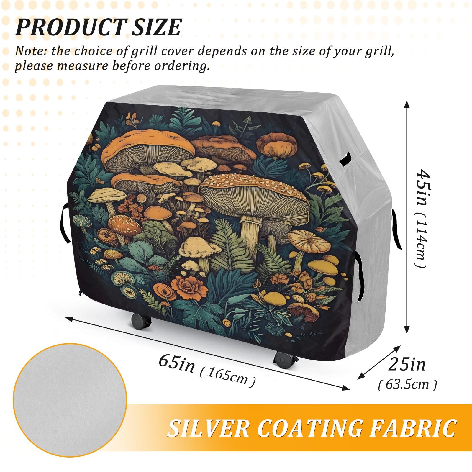 Copertura per barbecue di alta qualità, impermeabile, resistente allo sbiadimento, resistente, adatta per griglie fino a 63 cm, forma rotonda a fungo