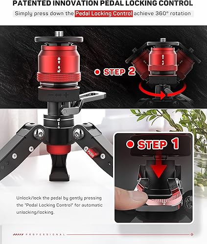 Miniatura 2 de IFOOTAGE Mini trípode para cámara con cabezal fluido, trípode de mesa profesional con pedal para fotografía, cabezal de trípode de video con cabezal