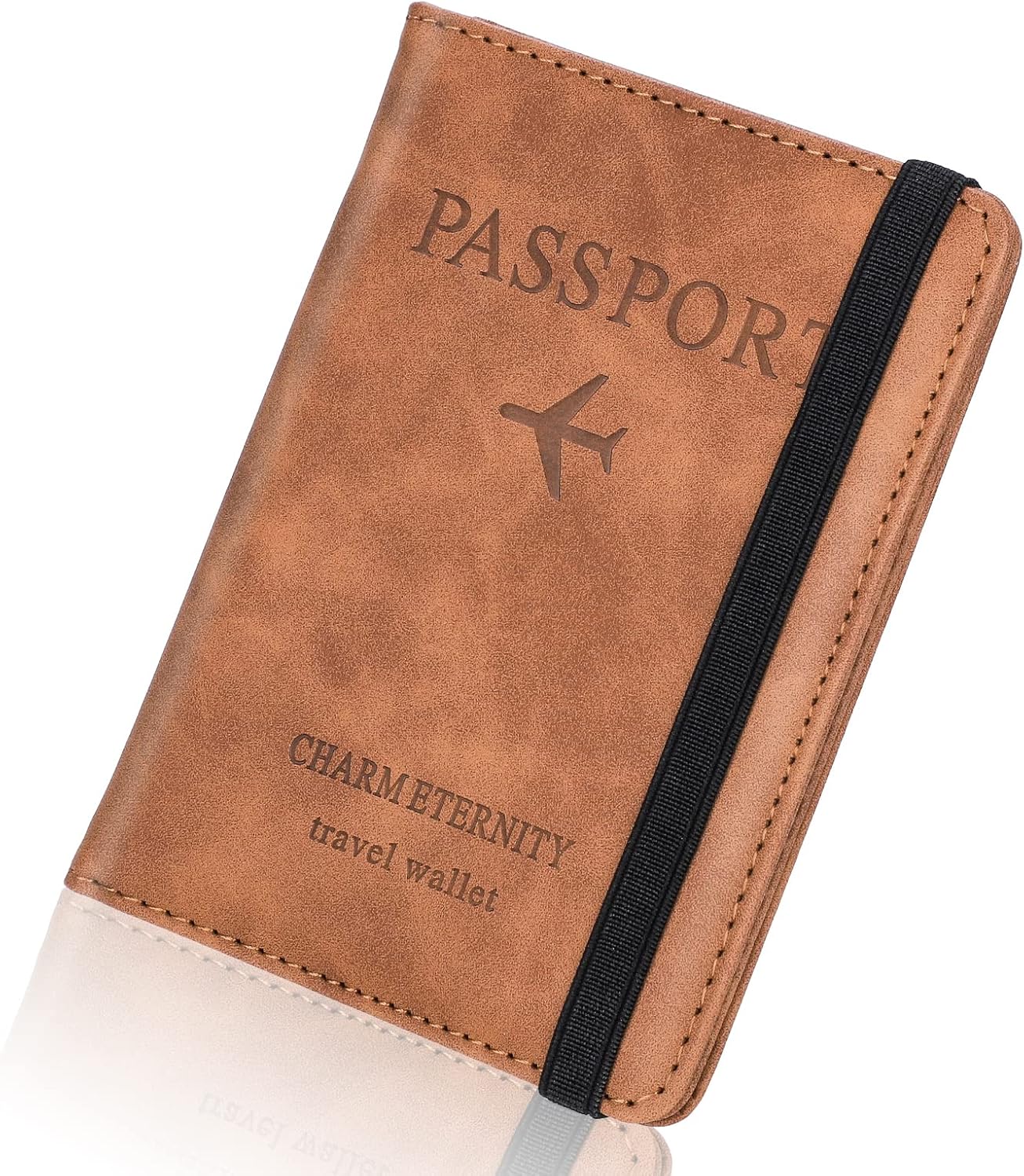 Larkumio Pochette Passeport Porte Feuille Voyage, Protege Passeport avec Etui Anti RFID, Porte Passeport en Cuir PU pour Hommes et Femmes Accessoires de Voyage (Chameau)