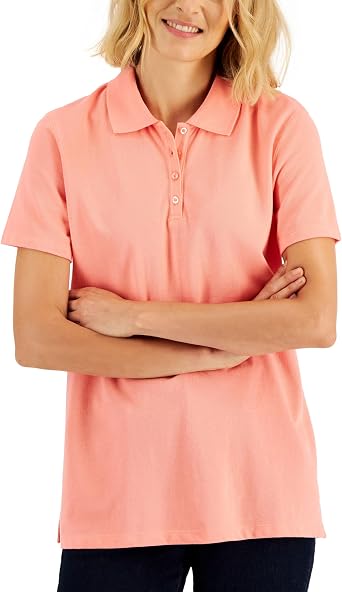 Karen Scott Cotton Short Sleeve Polo Shirt