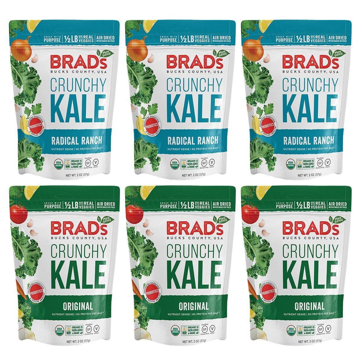 Brad's Plant Based Organic Crunchy Kale, 6 Ounce Variety Pack, 6 Count Everything