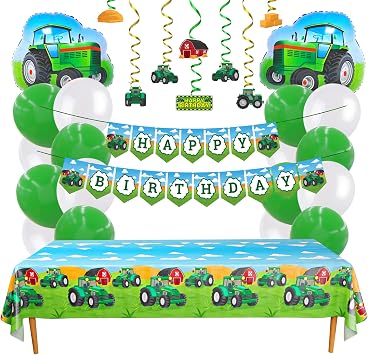 Blue Orchards Tractor Party Decorations Pack 47 Pieces - Tractor Birthday Party Supplies, Tractor Party Decorations, Tractor Decorations for Party, Farm Animal Party, Tractor Theme Baby Shower