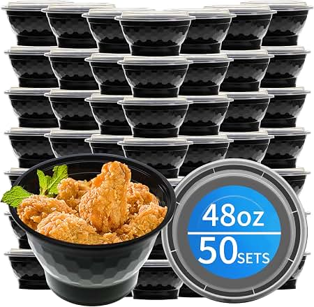 Amazon.com: Sabert Carryout Bowl Classic 80 oz/5 lb Black Plastic