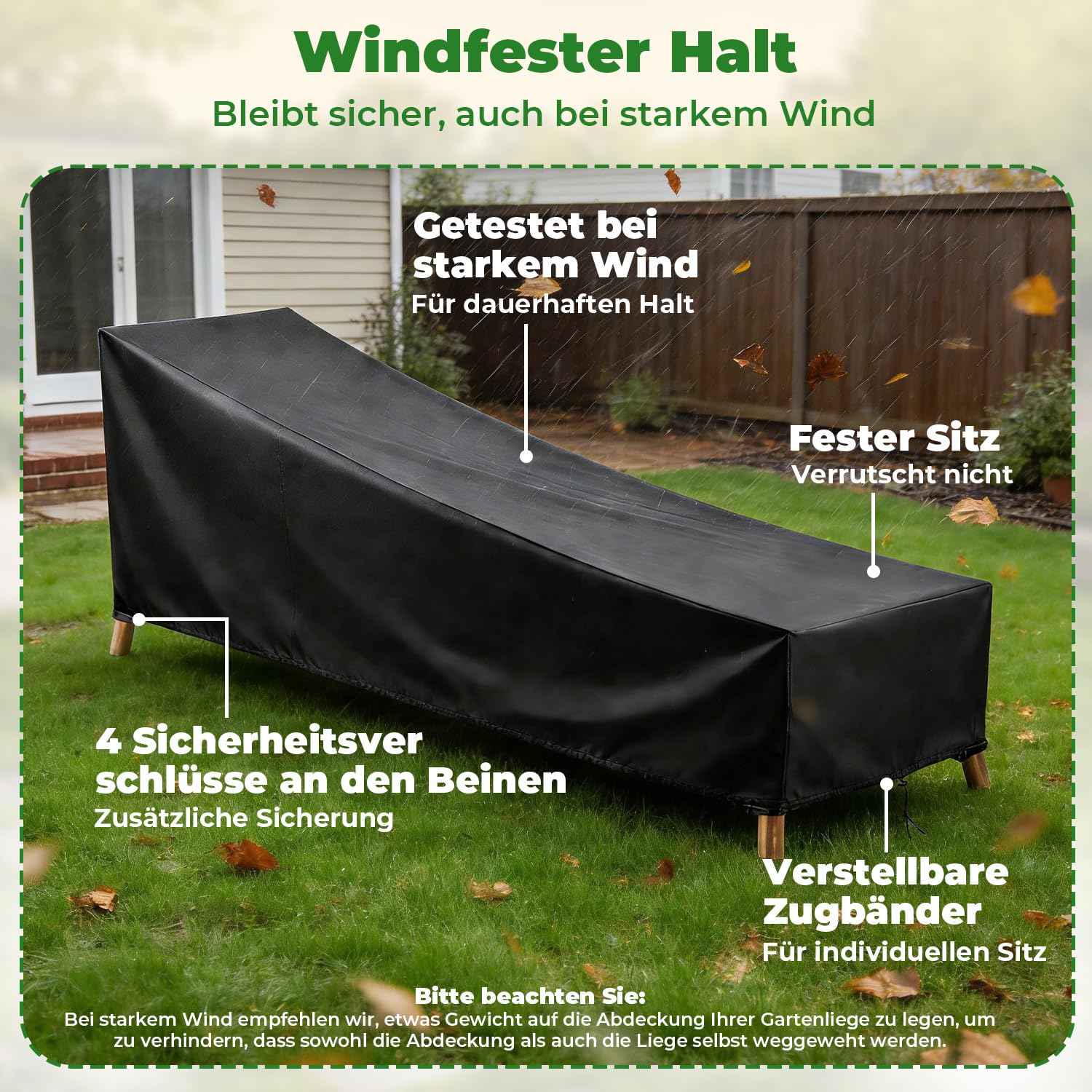 Lot de 2 housses de protection pour chaise longue de jardin - 200 x 75 x 40/70 cm - Oxford 420D - Imperméable - Coupe-vent - Avec 4 boucles et cordon de serrage - Résistant aux UV - Pour