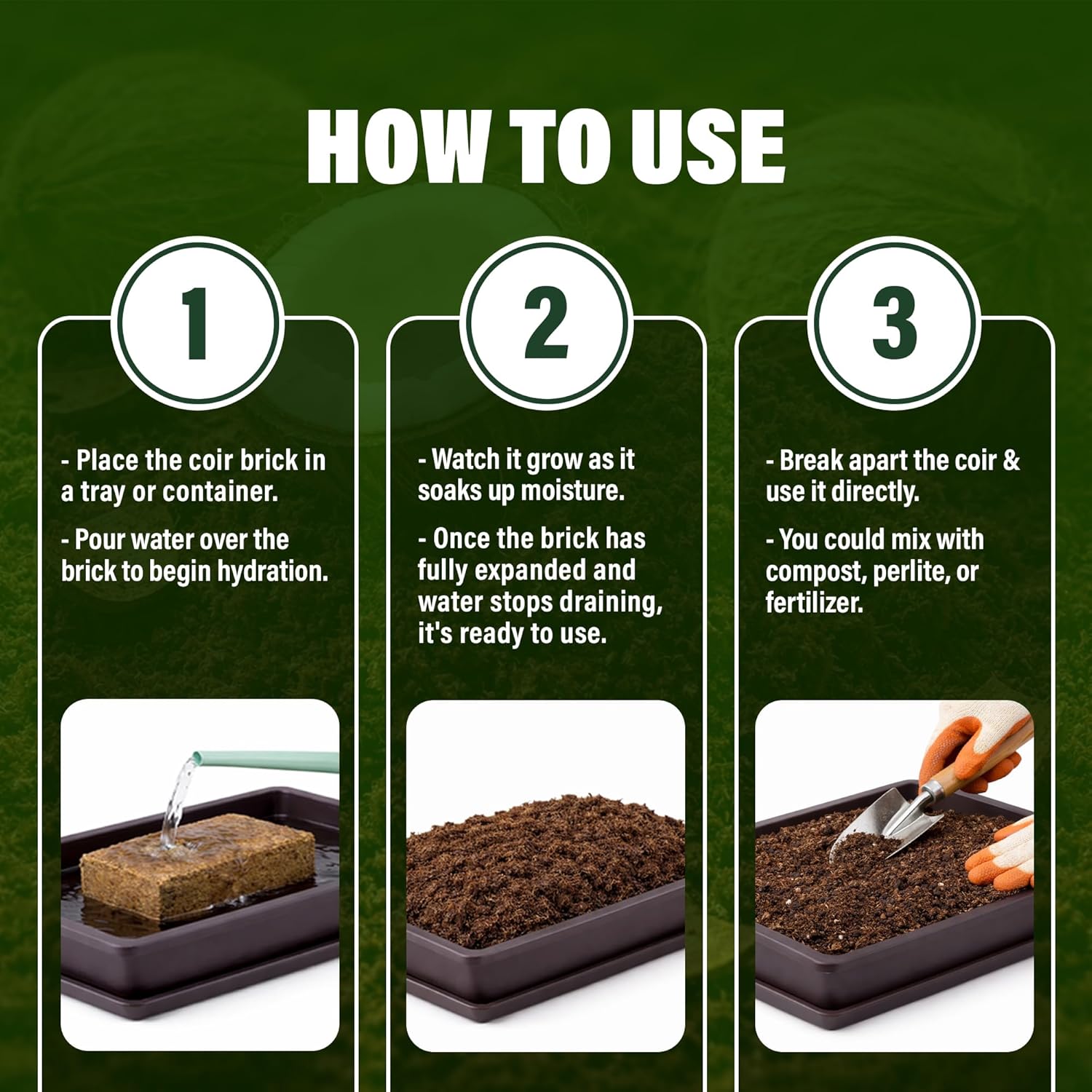 14 Lbs Bricks, Pack 10 Coconut Coir | 1.4 Lbs Each | Organic Compressed Cocopeat, Seed Starter Soil, Coconut Fiber for Reptile Terrarium, Potting Mix | Low EC, pH Balanced, Odor-Free
