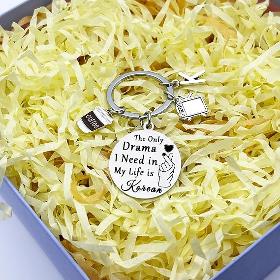 K-Drama Lover Gifts Korean Keychain for Christmas Graduation Birthday Funny Gift Ideas for Kdrama Lovers Fans Korean Group K-Pop Enthusiast K Pop Music South Korea Trip Jewelry Korean-Themed Keyring