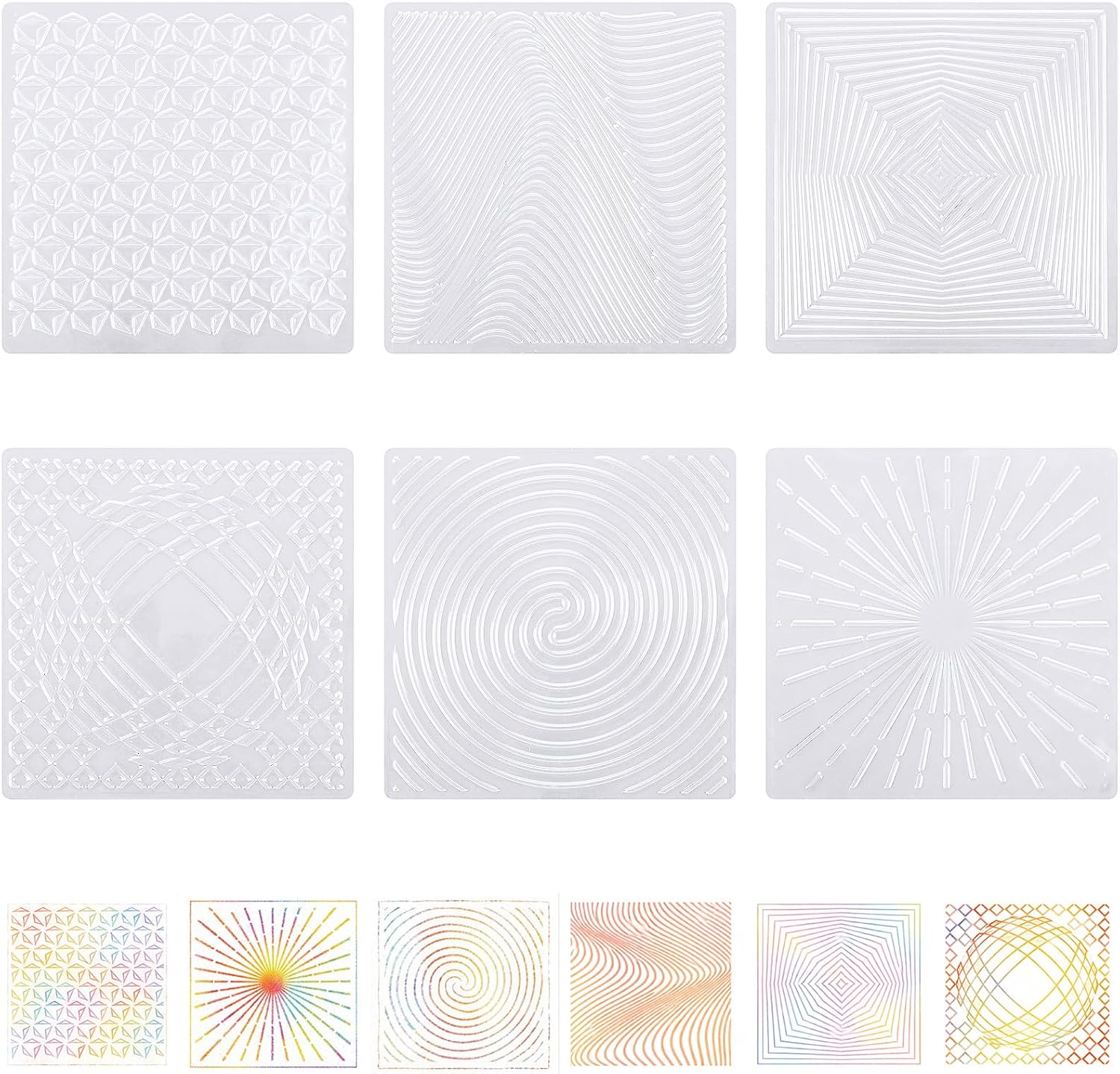 RattanView 6 Set Optical Illusion Rubbing Plates 7.5 Inch Texture Plates for Crayon Clay Pencil Embossing 3D Visual Effect DIY and Crafts Kit for Back to School Classroom Art Supplies