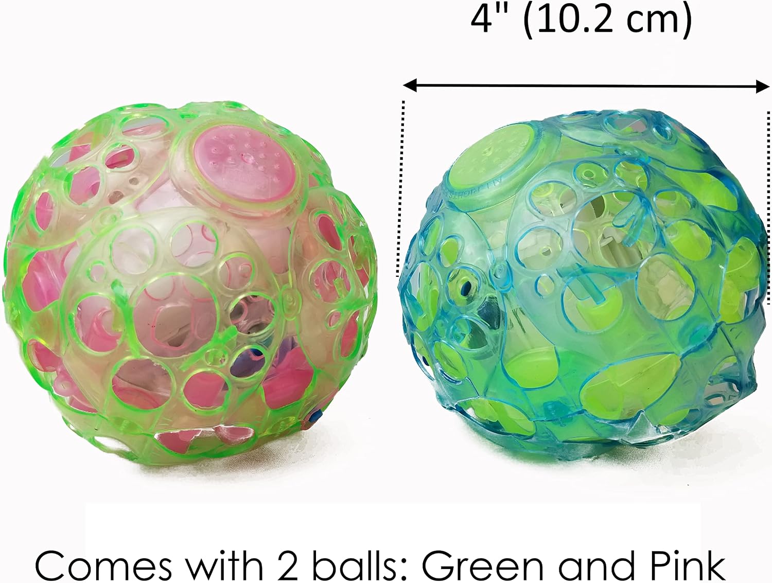 Haktoys Light Up Bouncing Ball (2-Pack), 4” Vibrating Crazy Fun Toy with Flashing Bright Lights, Music and Sound (Batteries Not Included)