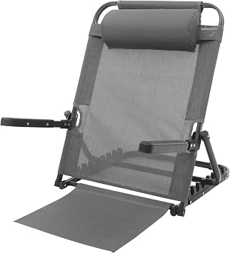 Adjustable Lifting Bed Backrest with Armrest, 40-90 Portable Foldable Backrest Support 8 Levels Folding Adjustable Sit-Up Back Rest with Pillow for Neck Head Grey