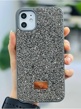 Go Accessory Shiny Glossy Diamond Silicone Case with Diamond Design and Stone Compatible with iPhone 11