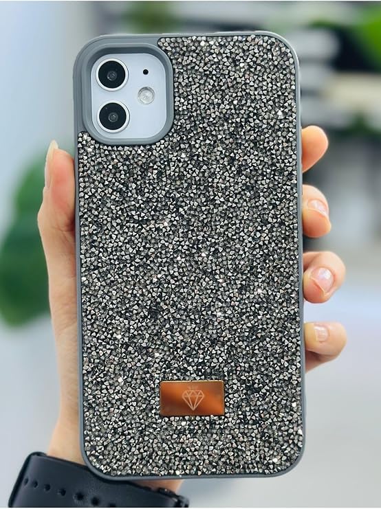 Go Accessory Shiny Glossy Diamond Silicone Case with Diamond Design and Stone Compatible with iPhone 11
