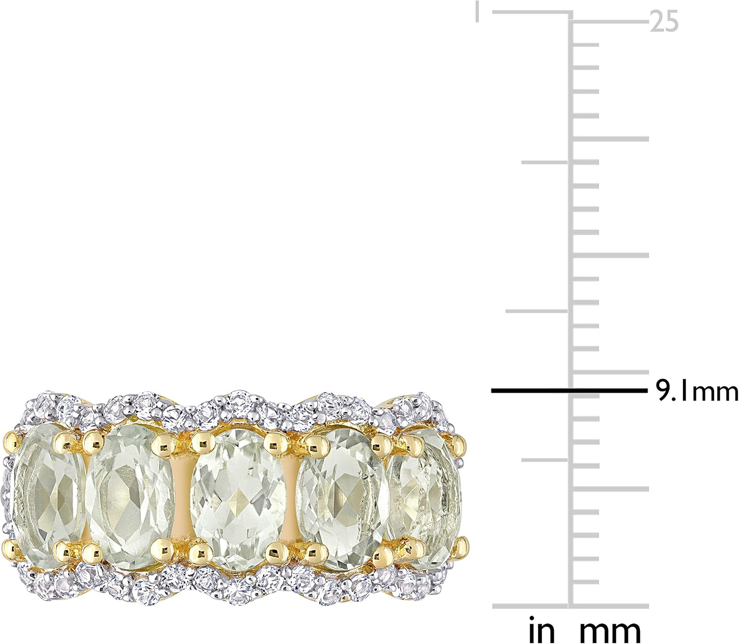 Womens Oval Cut Gemstone Wide Band Ring in 925 Sterling Silver