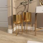 Deco 79 Planteur de dôme intérieur en métal avec support amovible, ensemble de 2 19", 22"H, Or