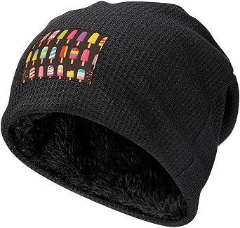 Popsicles and Ice Beanie Fleece Lined Winter Hat Slouchy Warm Knit Skull Cap for Skiing Cold Weather